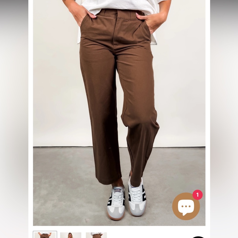 Brown Straight-Leg Pants
